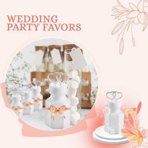 Wedding Bubbles with Wands - Bulk Mini Double Heart Top Bubbles for Wedding Send Off, Bridal Party Favors, Engagement, Anniversary Celebrations, Toy Gifts for Kids, Boys or Girls